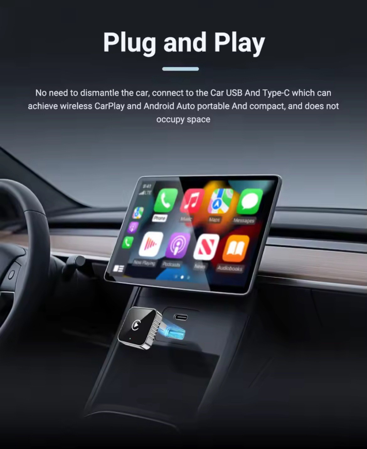 2025 USB Wireless CarPlay Adapter For iPhone Apple Wireless Dongle Plug ＆ Play