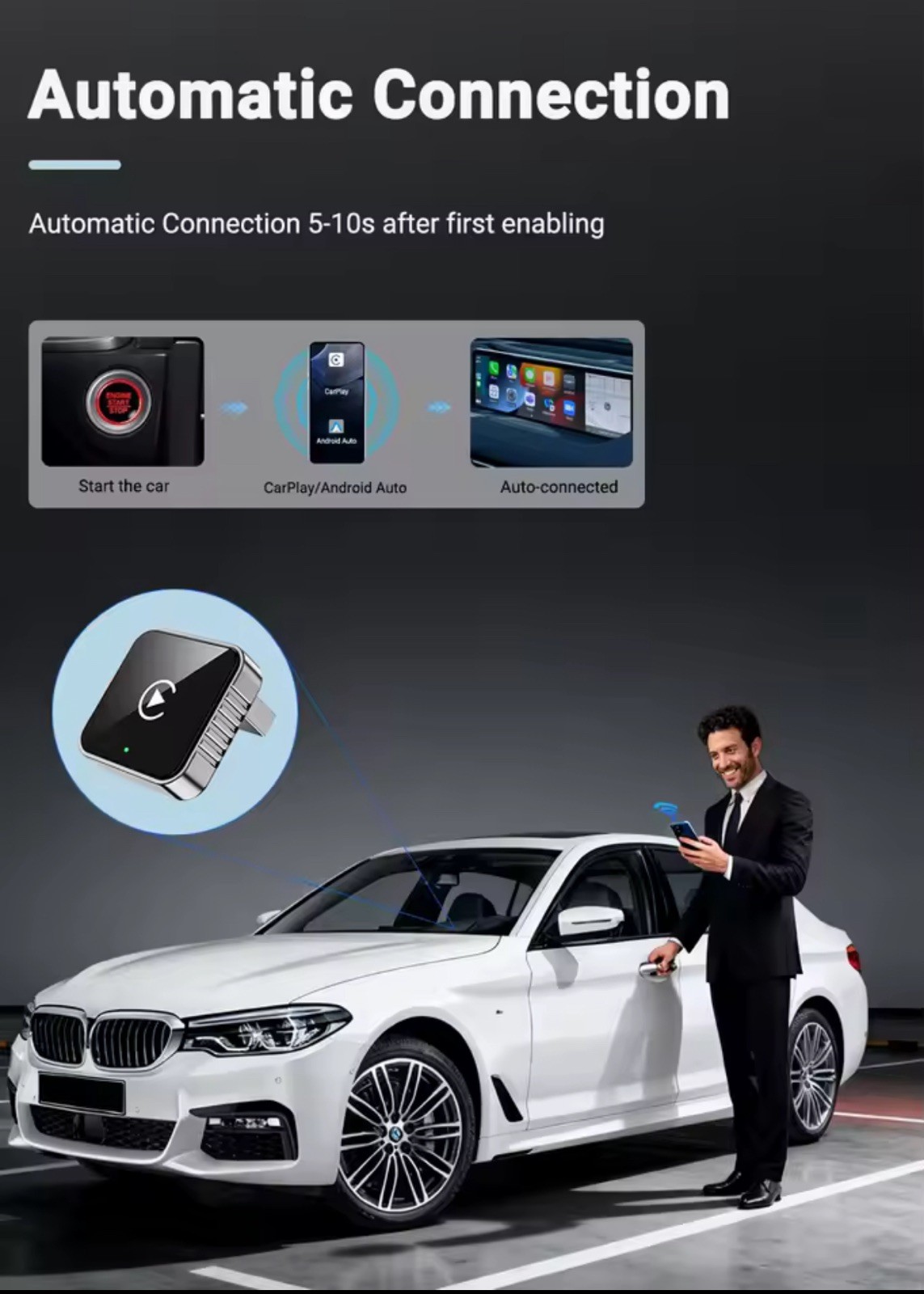 2025 USB Wireless CarPlay Adapter For iPhone Apple Wireless Dongle Plug ＆ Play