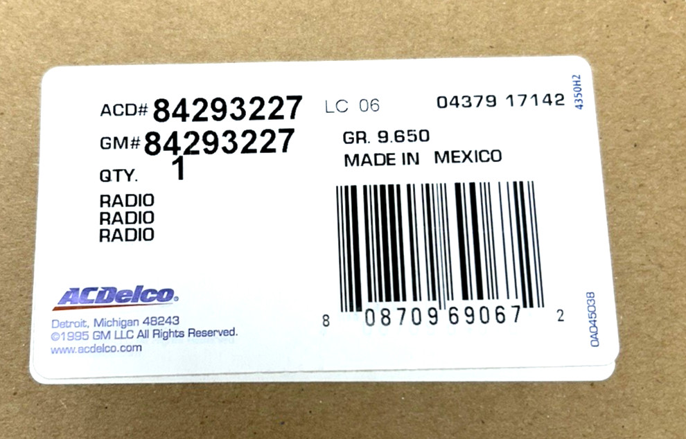 84293227 OEM ACDelco Radio Assembly Reciever 2016-2016 Chevrolet Silveraro 1500
