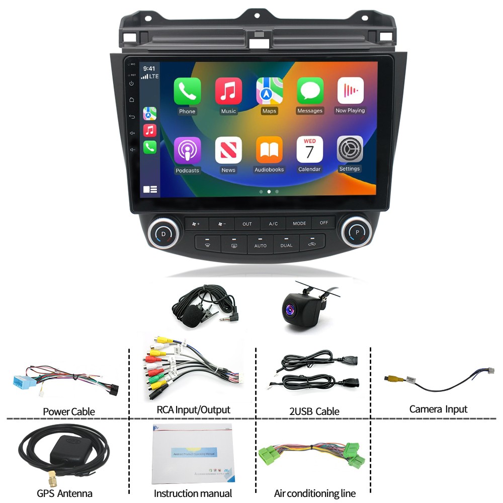 2+64G For Honda Accord 2003-07 with CarPlay Android Auto Stereo GPS Player +CAM