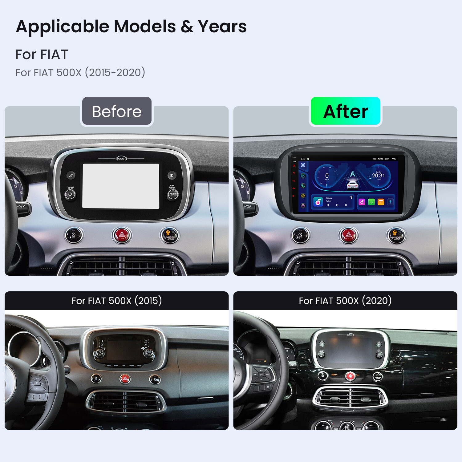 9″ Android 14 Octa Core 4+64GB CarPlay GPS Stereo Radio For Fiat 500X 2015-2020