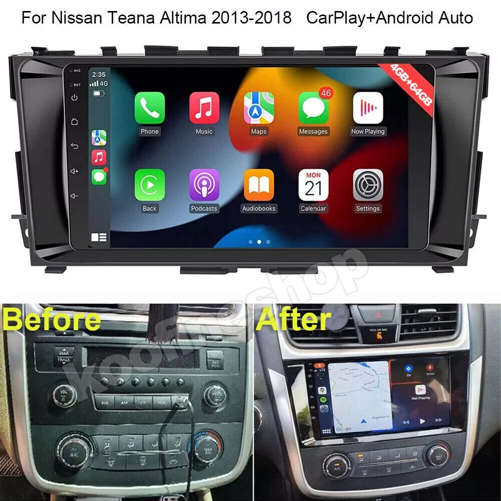 For Nissan Altima 2013-2018 Wireless Carplay Car Radio Stereo GPS Navi BT 4+64GB