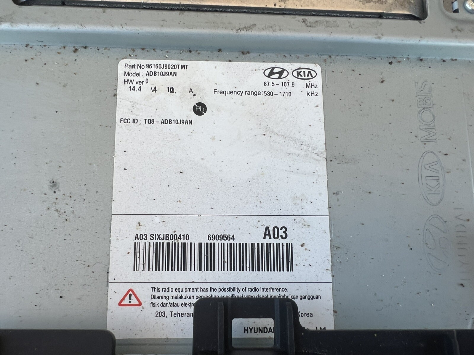 Radio Receiver Assembly US Market Fits 18-20 KONA 96160J9020TMT