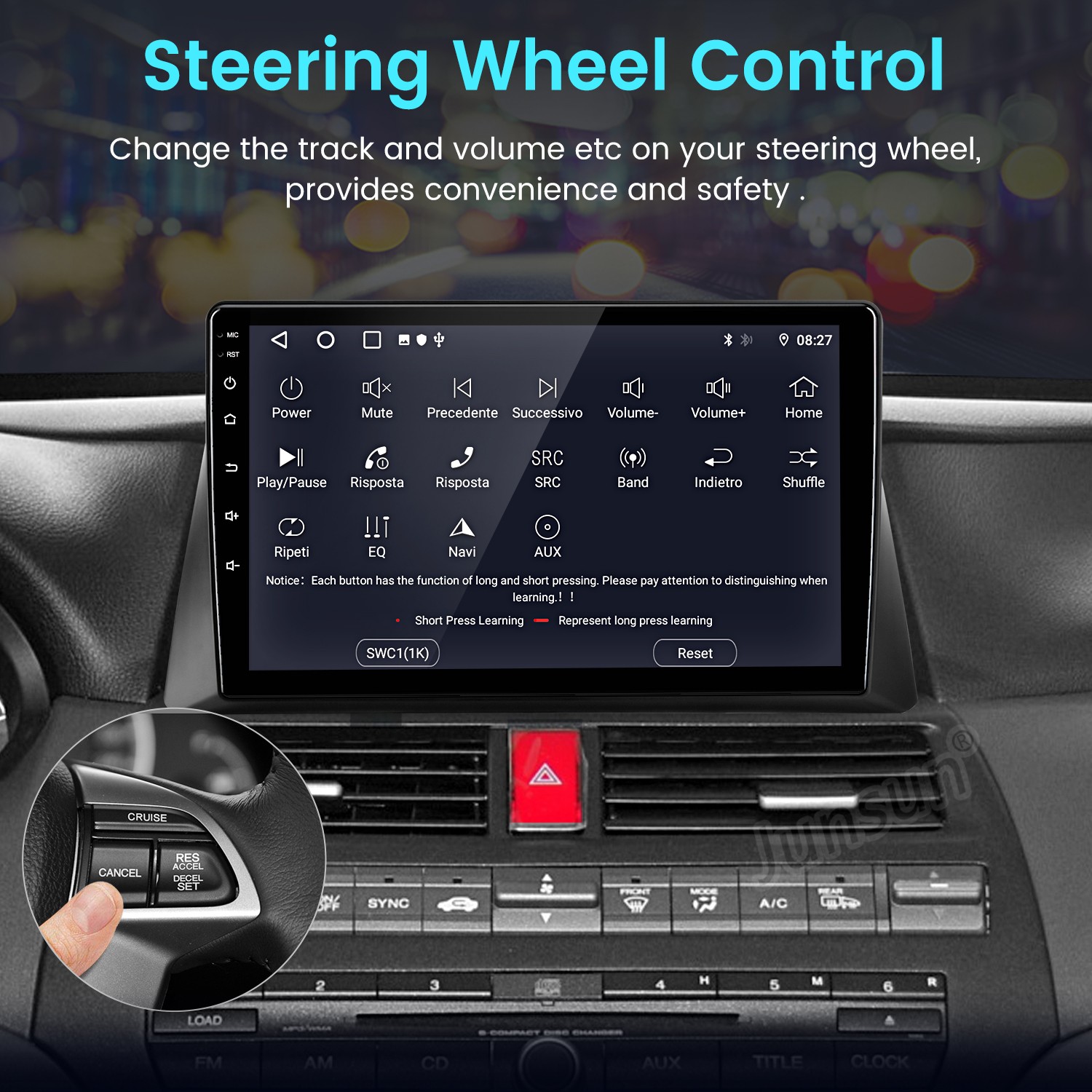 2+64GB Android15 CarPlay Car Stereo Radio GPS Navi BT For Honda Accord 2008-2012
