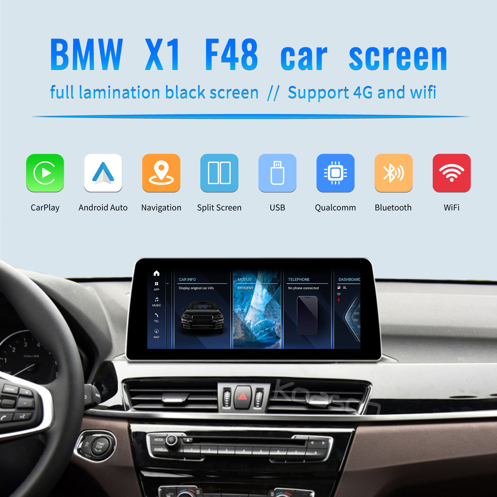 12.3in BMW X1 F48 8+256GB Android13 Screen Radio Head Unit Carplay Upgrade NBT