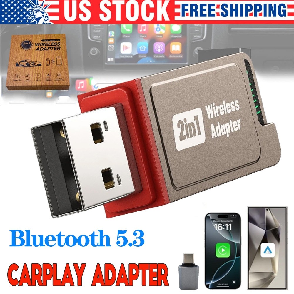 Auto Adapter 2in1 Wireless Carplay Android Mini w/Box Plug&Play Wireless Dongle