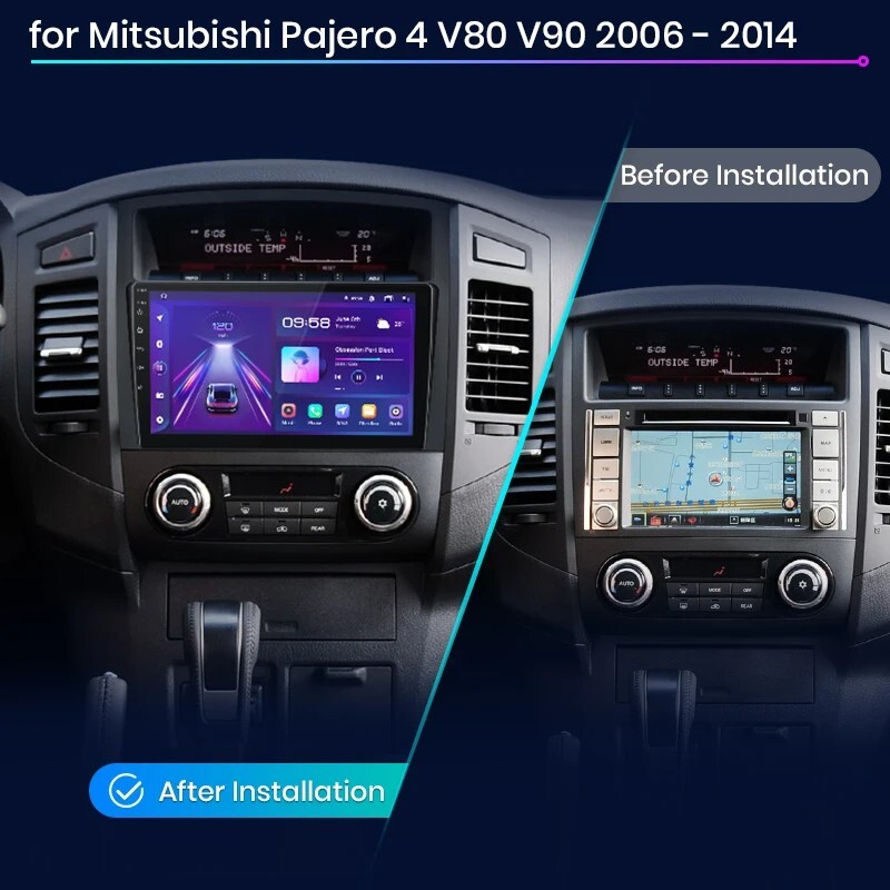 2 DIN ANDROID RADIO FOR MITSUBISHI PAJERO 4 GPS WI-FI USB BLUETOOTH CARPLAY
