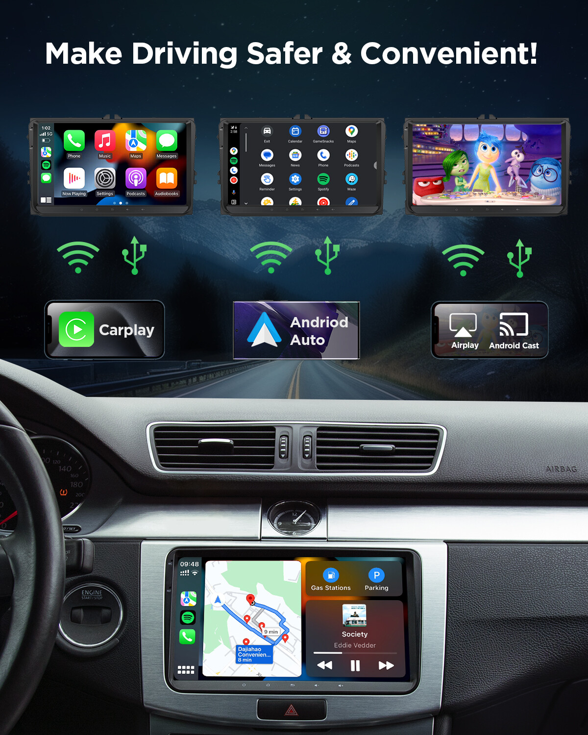 9″ Carplay Android 13 Car Stereo Radio GPS WiFi For VW Volkswagen Jetta 2006-15