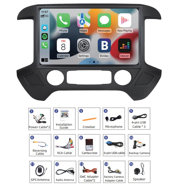 Car Radio Stereo Carplay For Chevrolet Silverado Backup Camera BL