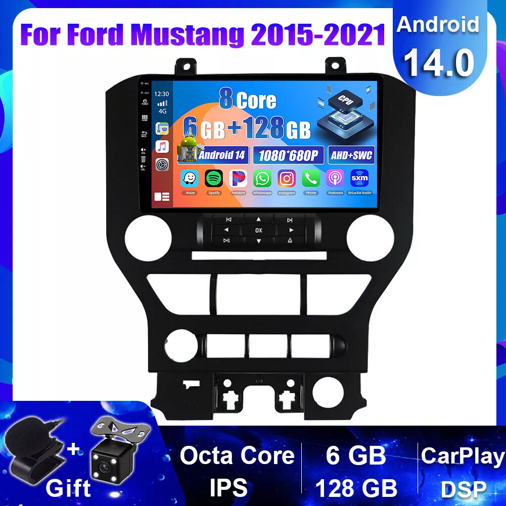 6G+128GB Car Stereo Radio For Ford Mustang 2015-2021 Android 14 Car Play GPS DSP