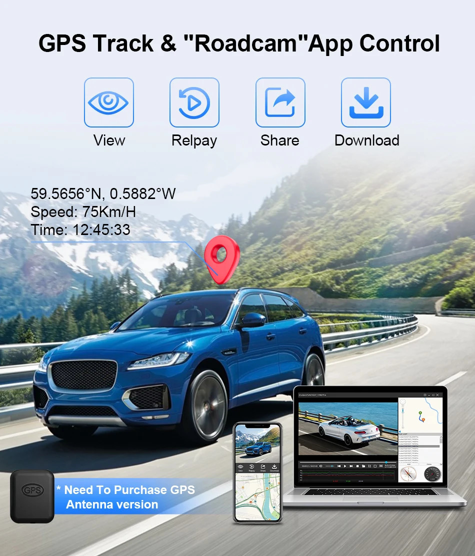 Jansite 7 Inch 2.5K Car DVR Wireless CarPlay Dash Cam GPS Vision Camera Mirror