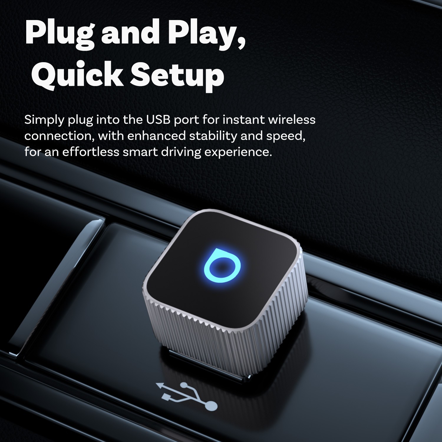 Ottocast Mini USB Wireless CarPlay Adapter AndroidAuto Dongle USB Plug＆Play 2in1