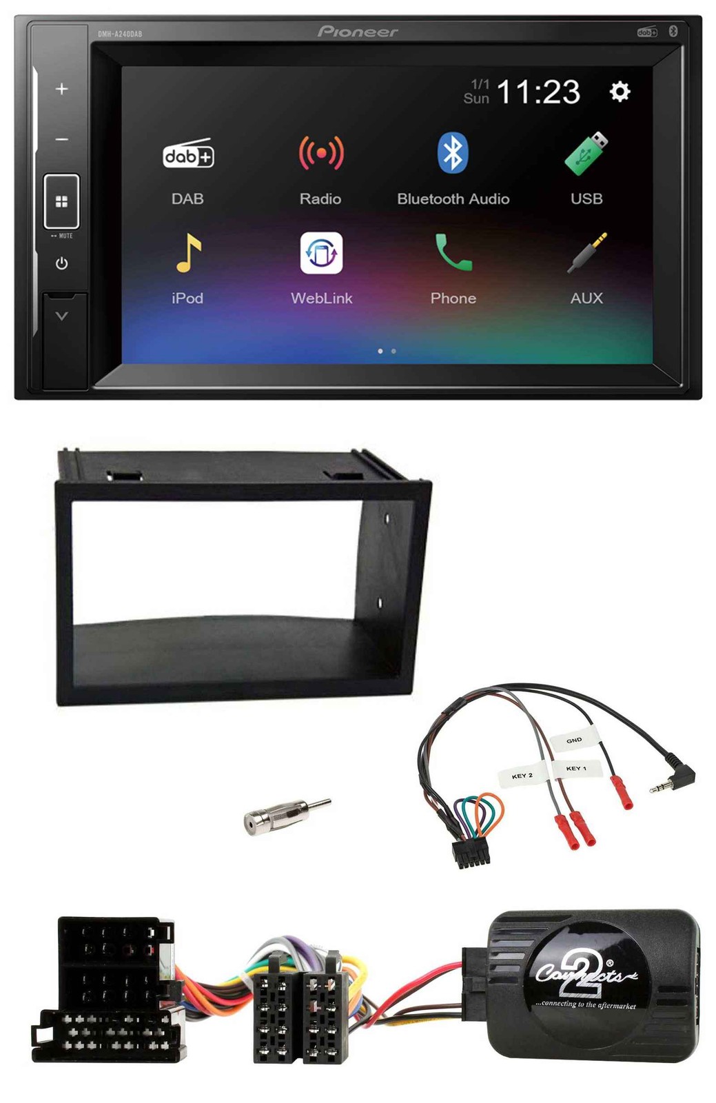 Pioneer DAB Steering Wheel 2DIN Bluetooth USB Car Stereo for VW Golf 4 Polo Passat ISO