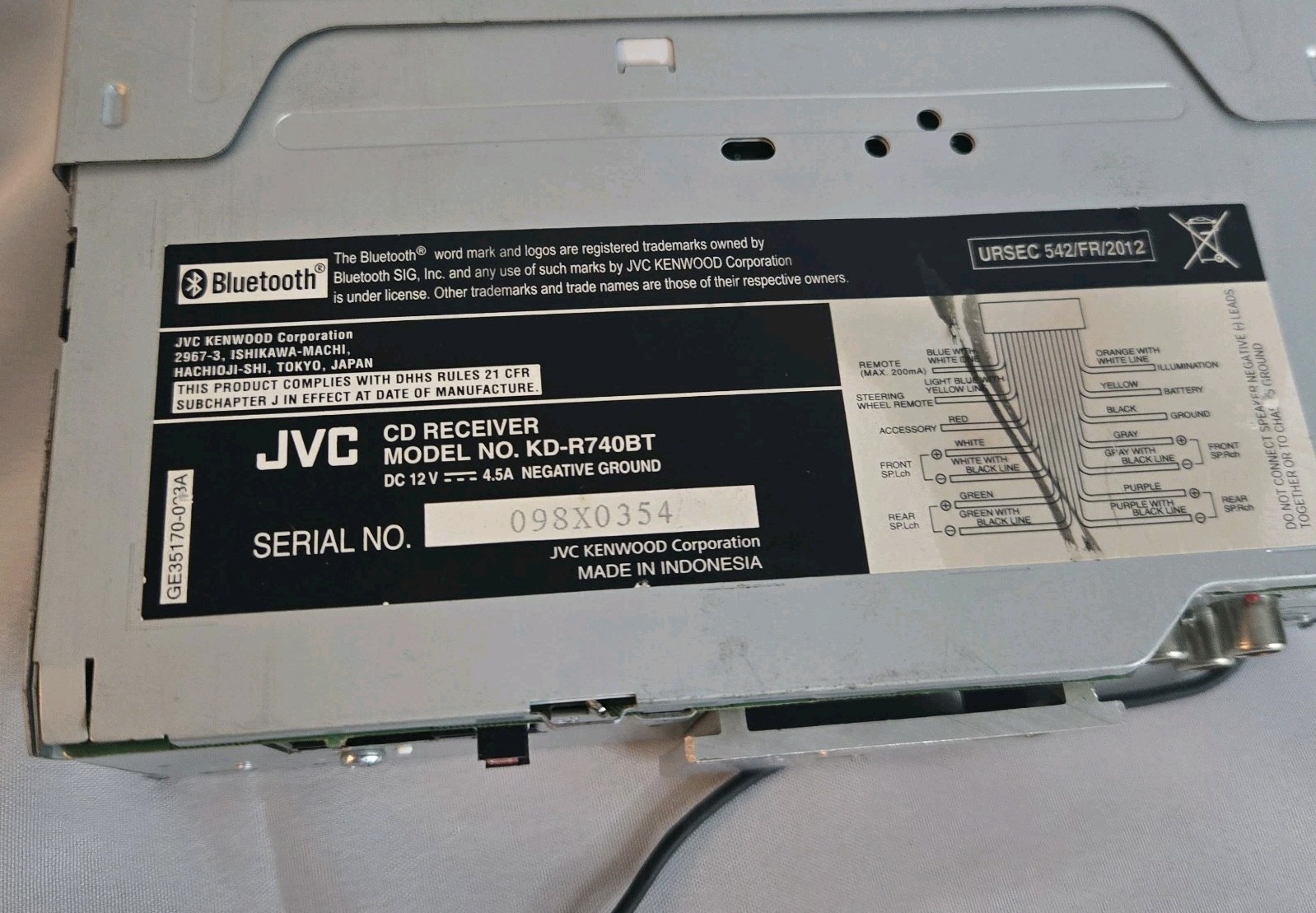 JVC KD-R540 AM-FM CD Receiver w/AUX,USB PANDORA