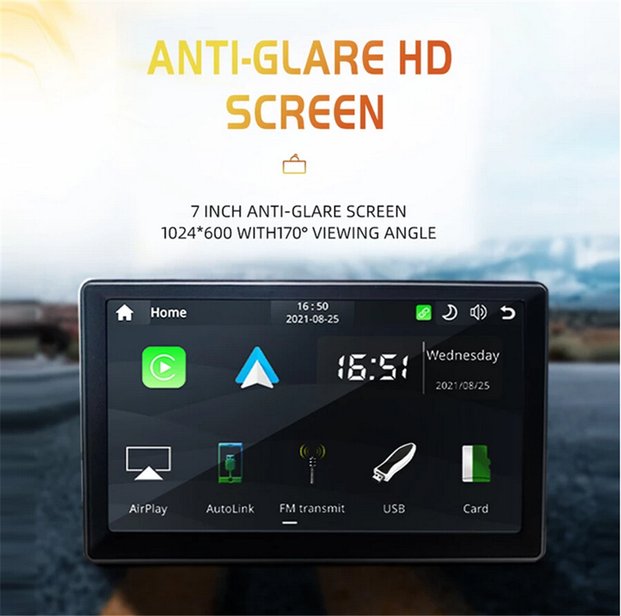 Portable Bluetooth Video MP5 Player 7in Monitor Wireless CarPlay Android Auto