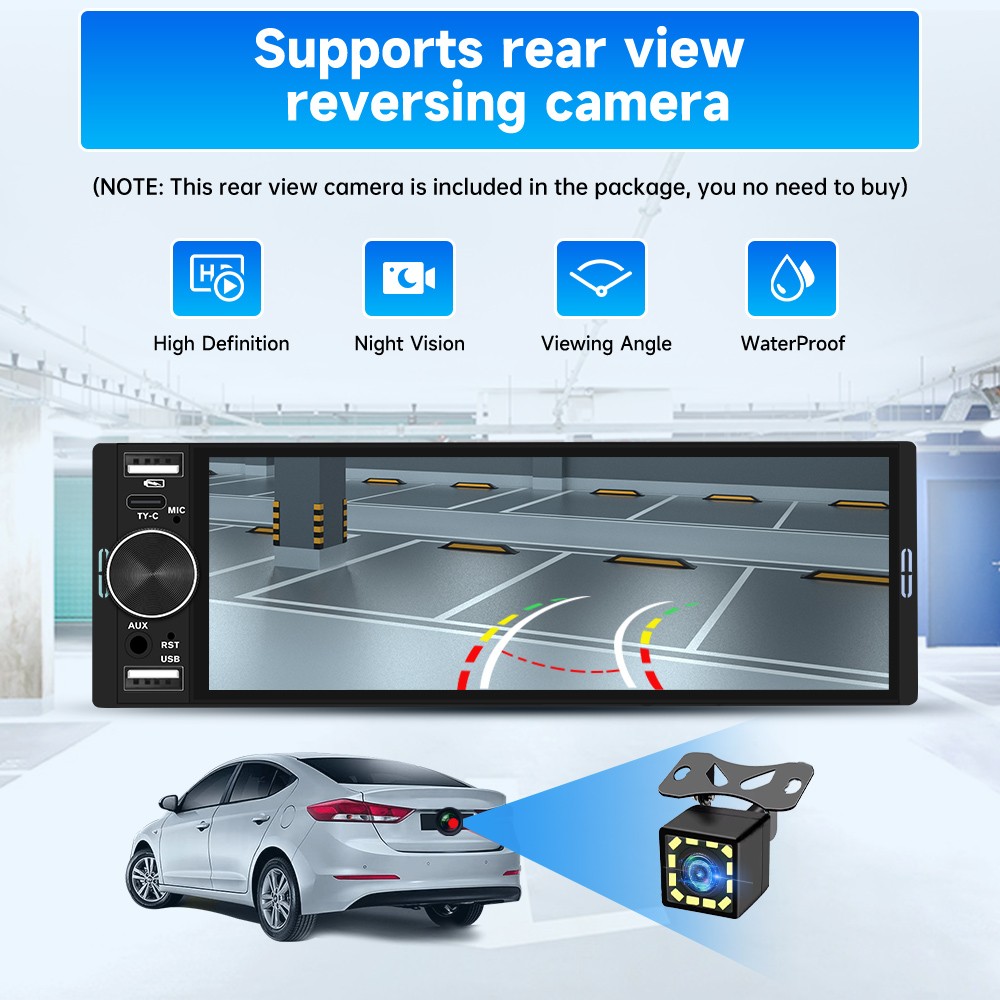 6.28″Rear Camera CarPlay Android Auto For Universal Car Stereo Multimedia Player