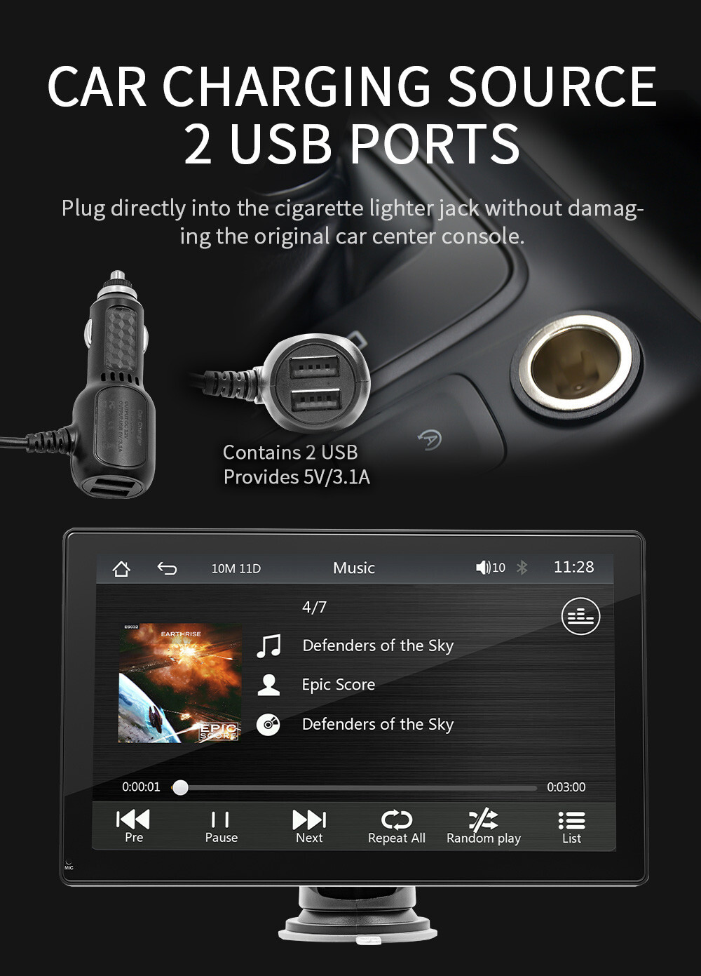 Car Radio MP5 Player For Apple CarPlay Bluetooth Mirror Link Built-in Speaker