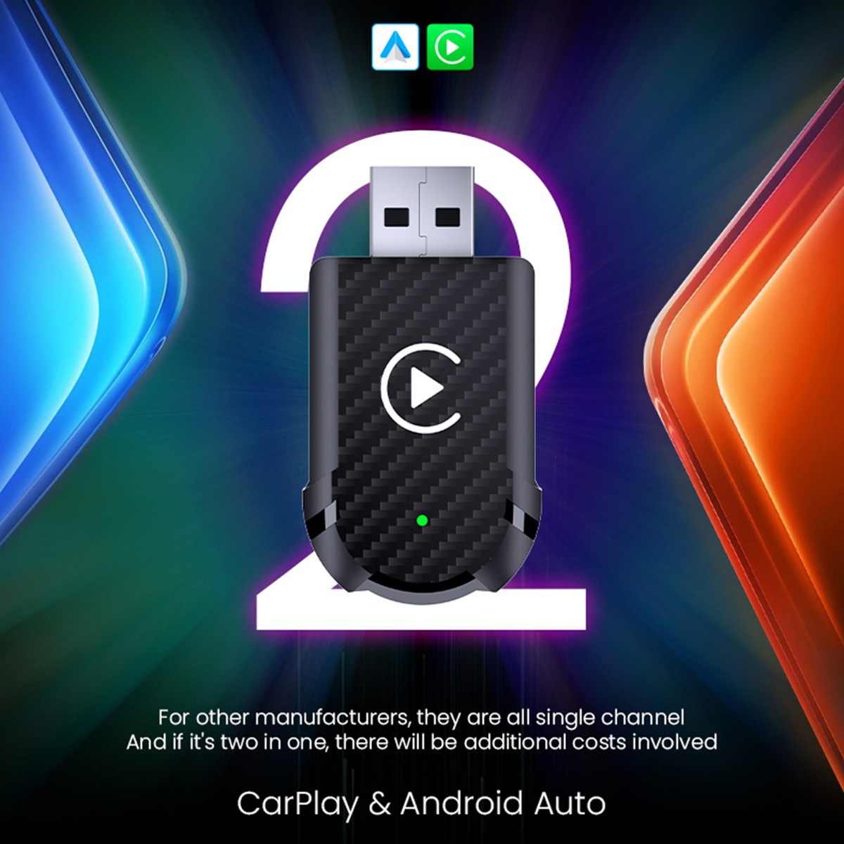 New Wireless CarPlay Android Auto Adapter Dongle Plug n Play Auto Connect BT 5.0