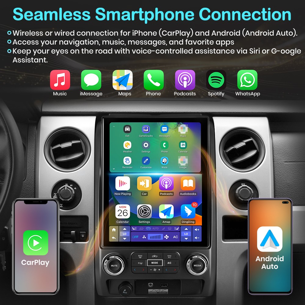 For Ford F150 2009-2012 4G CarPlay 4+64GB Android15 12.1“Car Radio GPS Navi WIFI