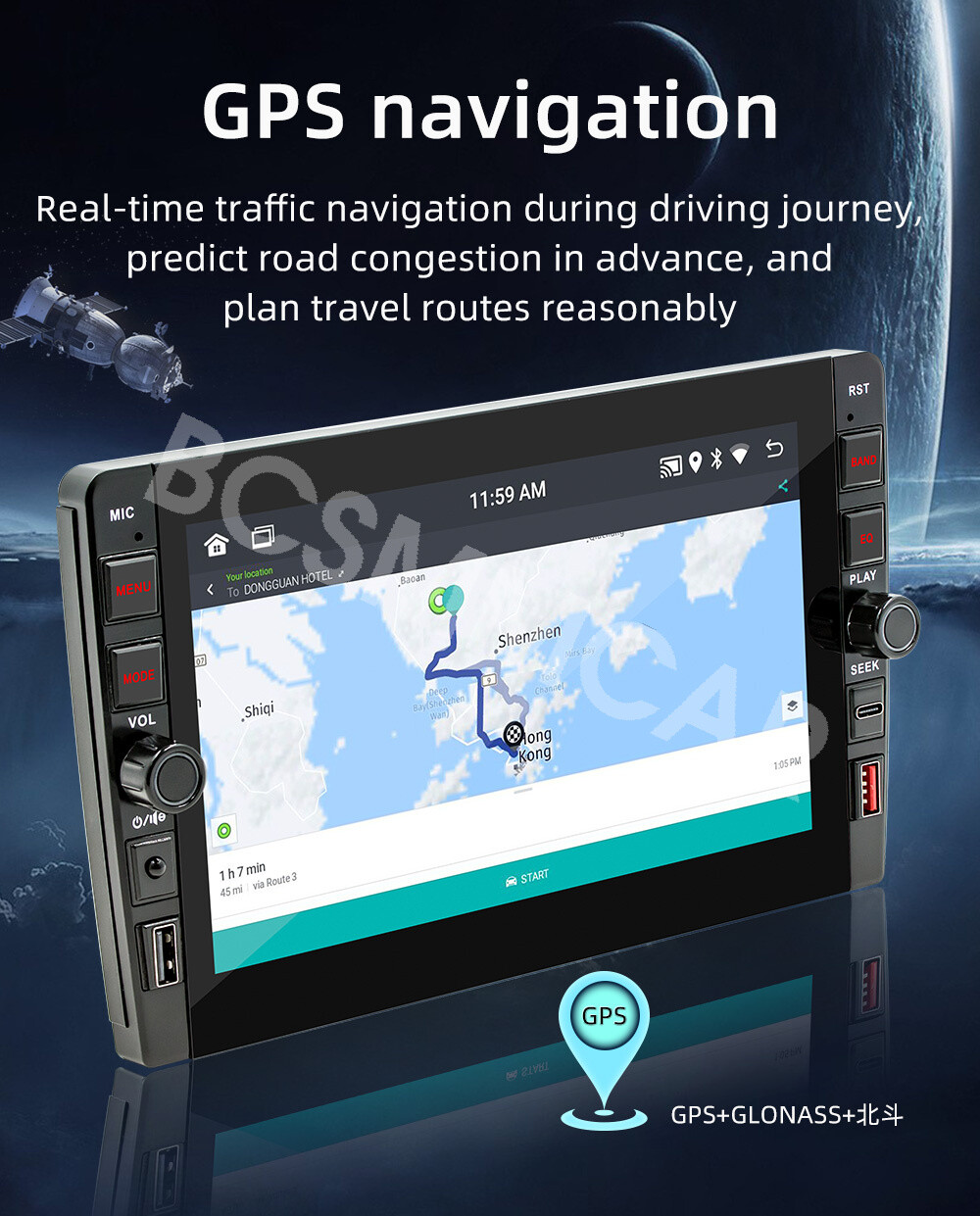 Car Stereo Radio MP5 Player 9in GPS Navigation Android 12 WIFI/FM/USB Head Unit