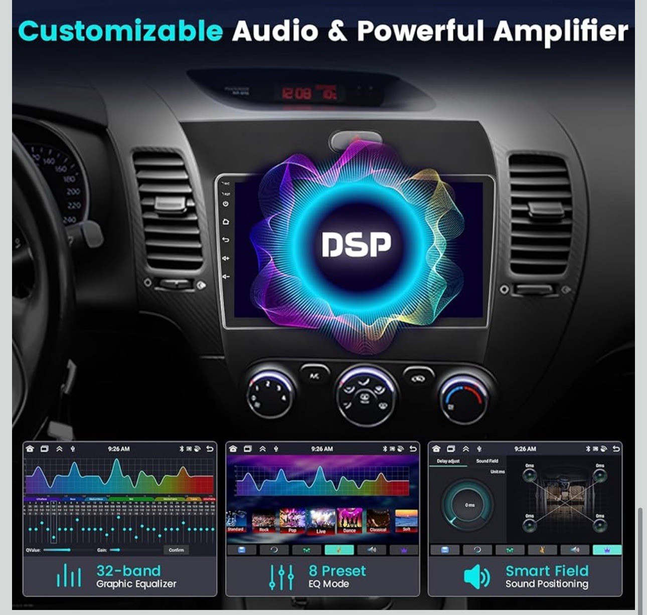 KIA Forte Cerato K3 2013-2018 Radio, 8 Core 4+64GB Android 13 Car Stereo 9 Inch