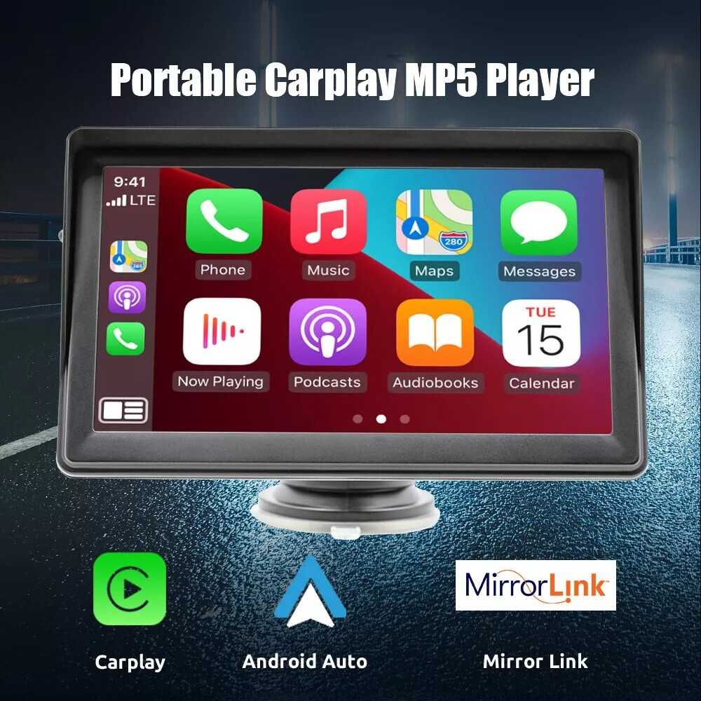 7″ Portable Wireless Car Stereo With Carplay Android Auto Play FM & Backup Cam