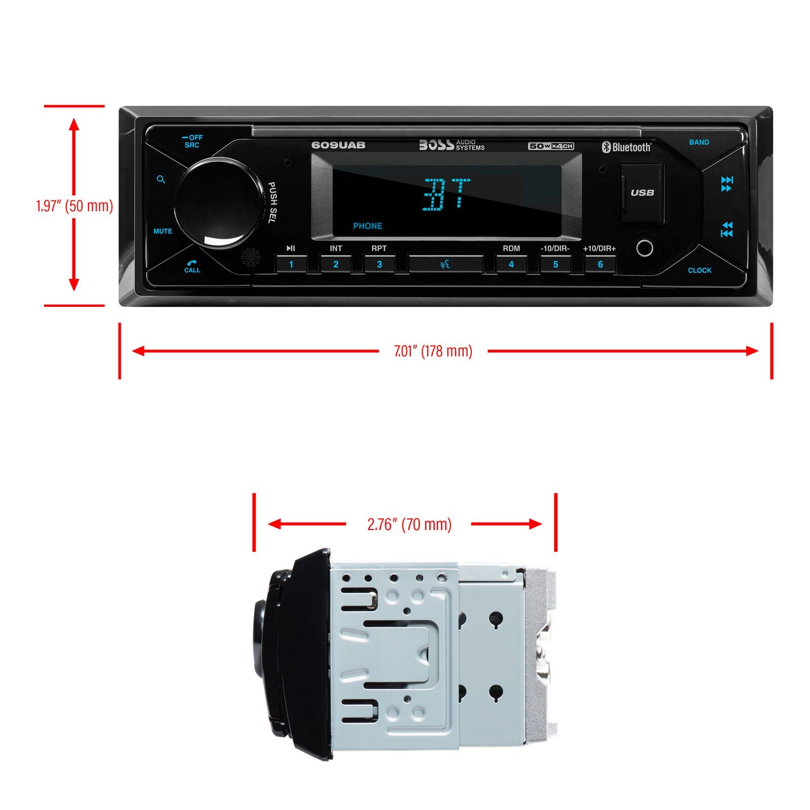 BOSS Audio Systems 609UAB Multimedia Car Stereo – Single Din Radio, Bluetooth