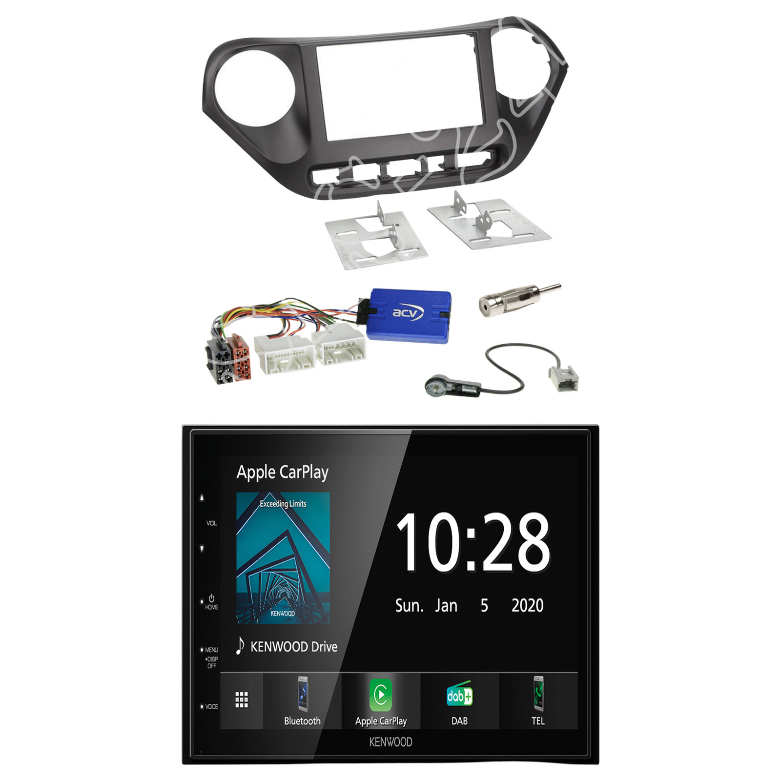 Kenwood DMX5020DABS Radio DAB Bluetooth with installation kit for Hyundai i10 (IA)