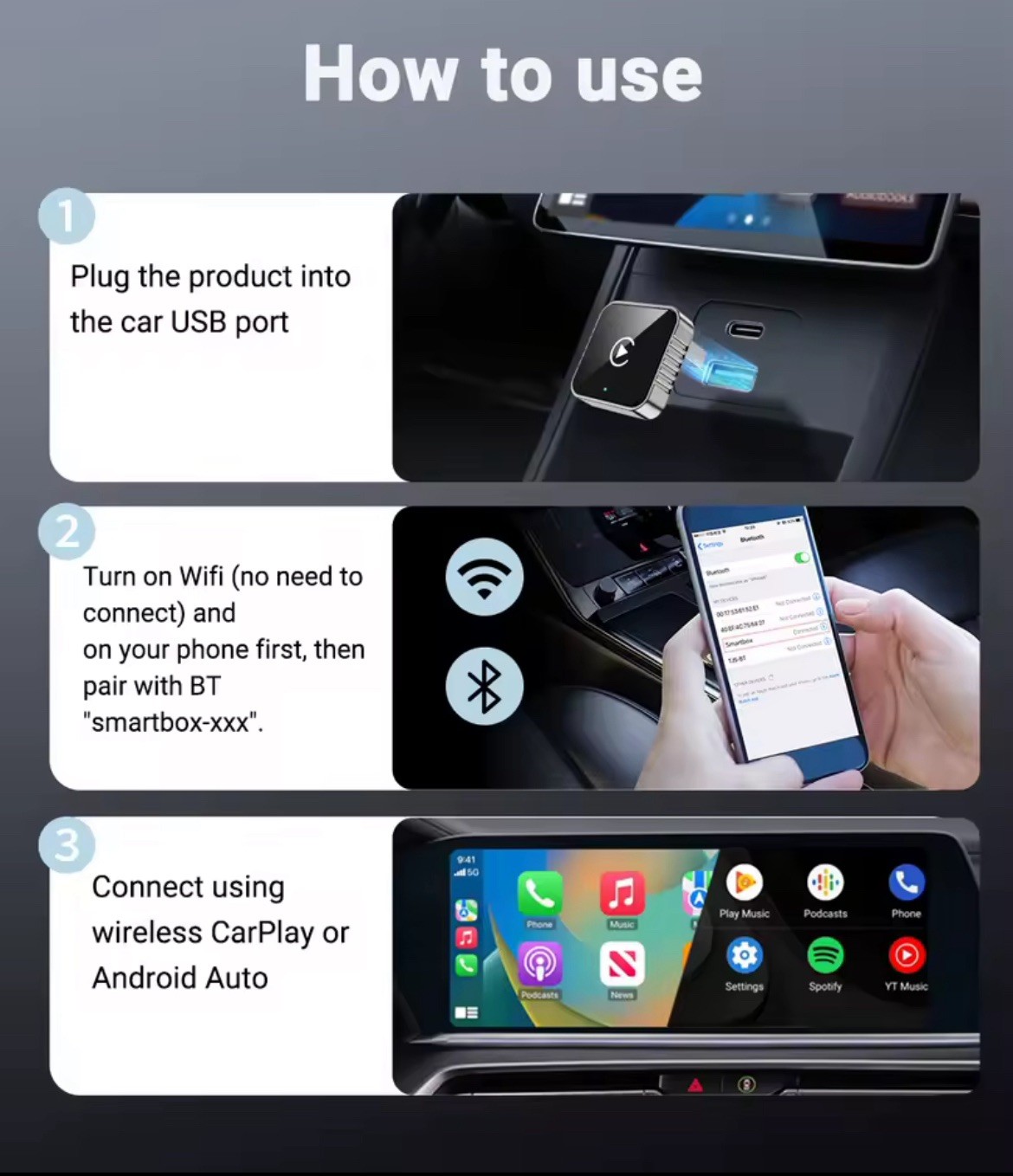 2025 USB Wireless CarPlay Adapter For iPhone Apple Wireless Dongle Plug ＆ Play