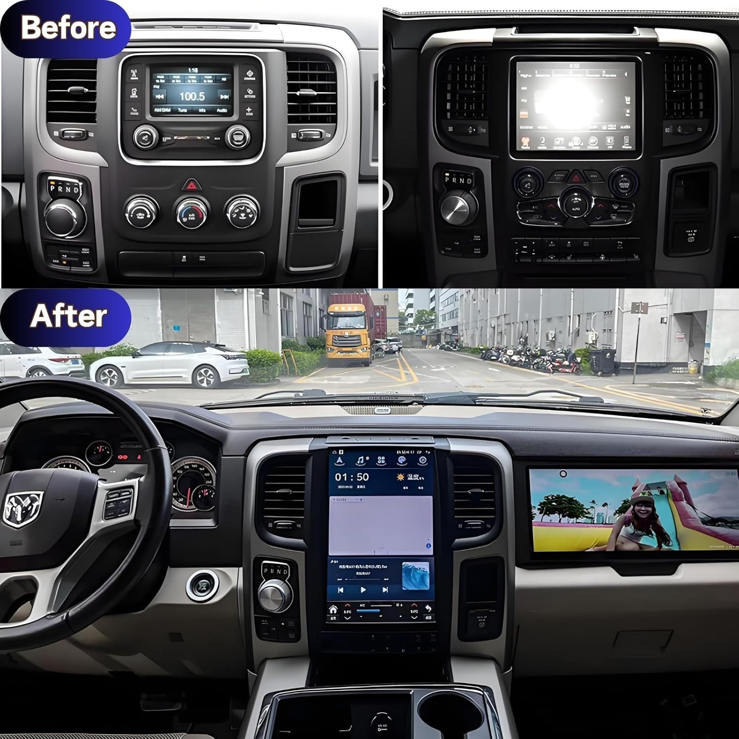 13″ Android Car Stereo Radio Carplay GPS Display For Dodge Ram Truck 2014-2018