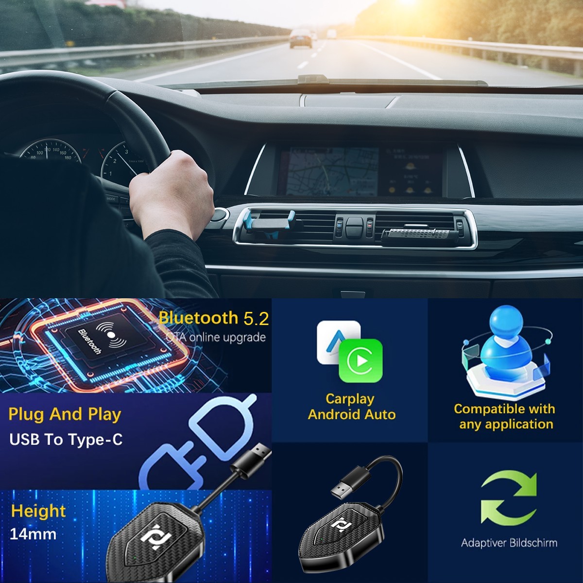 Auto Car Play Wireless Adapter CarPlay Wireless Adapter for iPhone IOS Android —