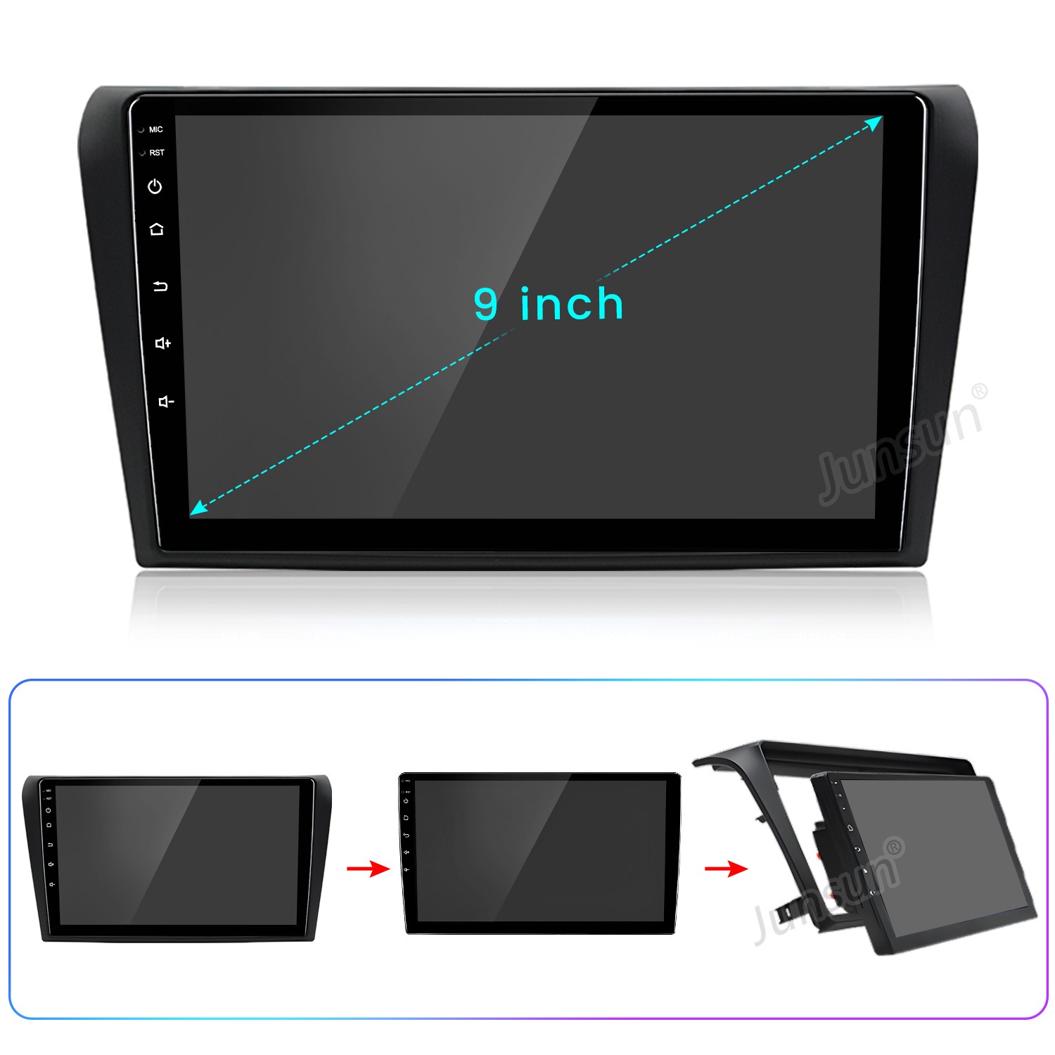2+64G Android 15 Carplay Car Stereo Radio GPS Navi SWC RDS For Mazda 3 2004-2009