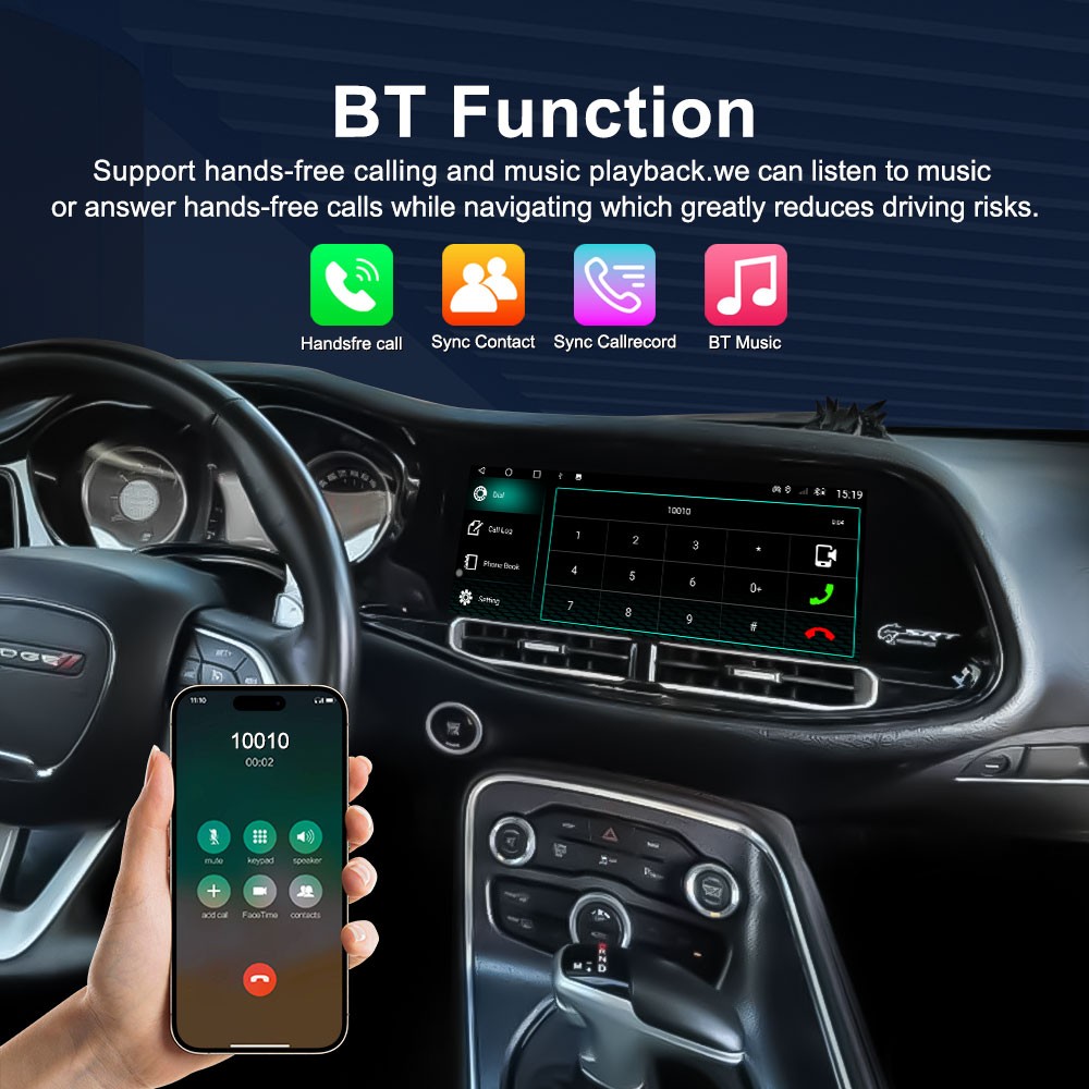 Car Radio for Dodge Challenger Charger SRT Hellcat 2010-2023 GPS Stereo 12.3″