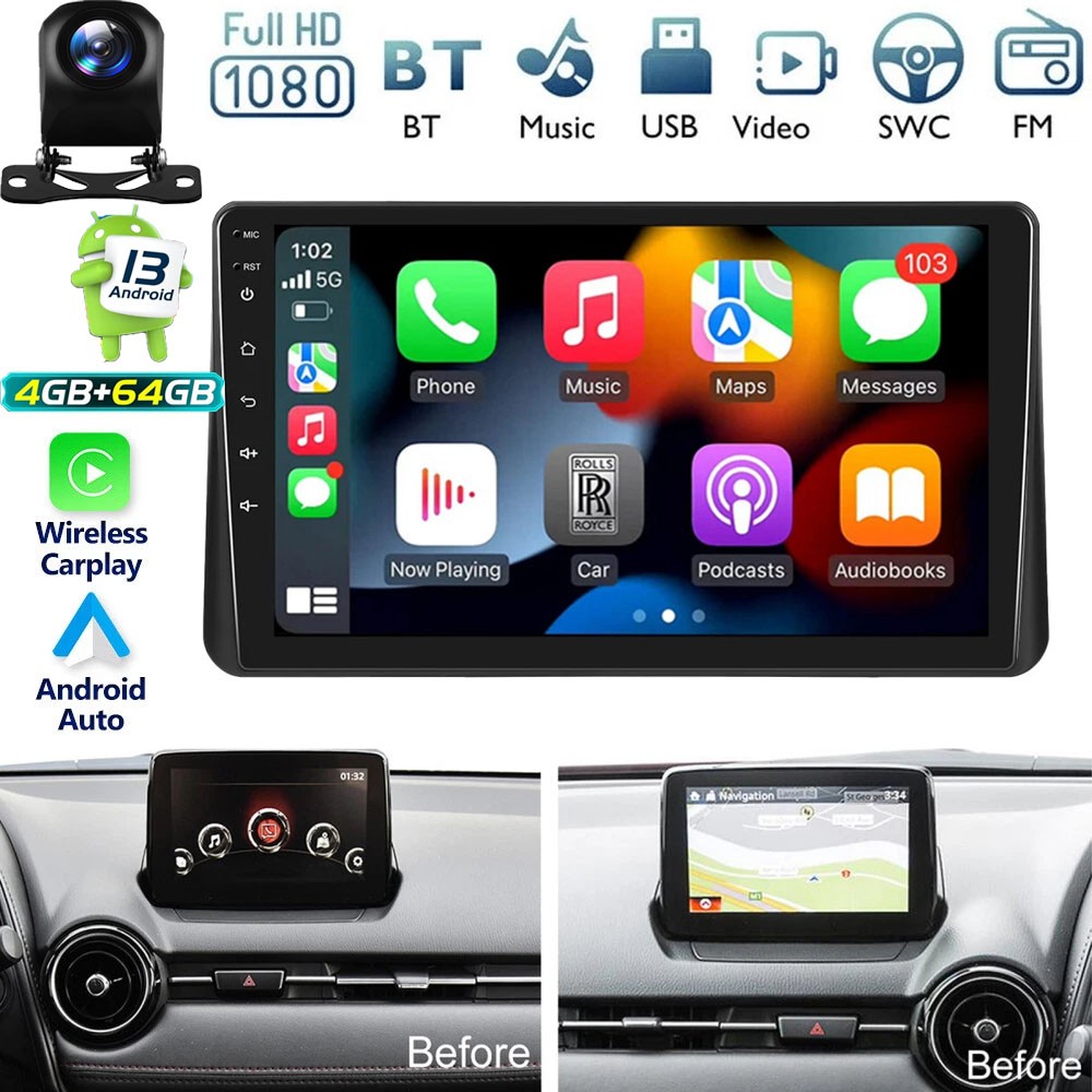Car Radio Stereo Carplay For 2016-2021 Mazda CX-3 4+64G 9in CarPlay Radio