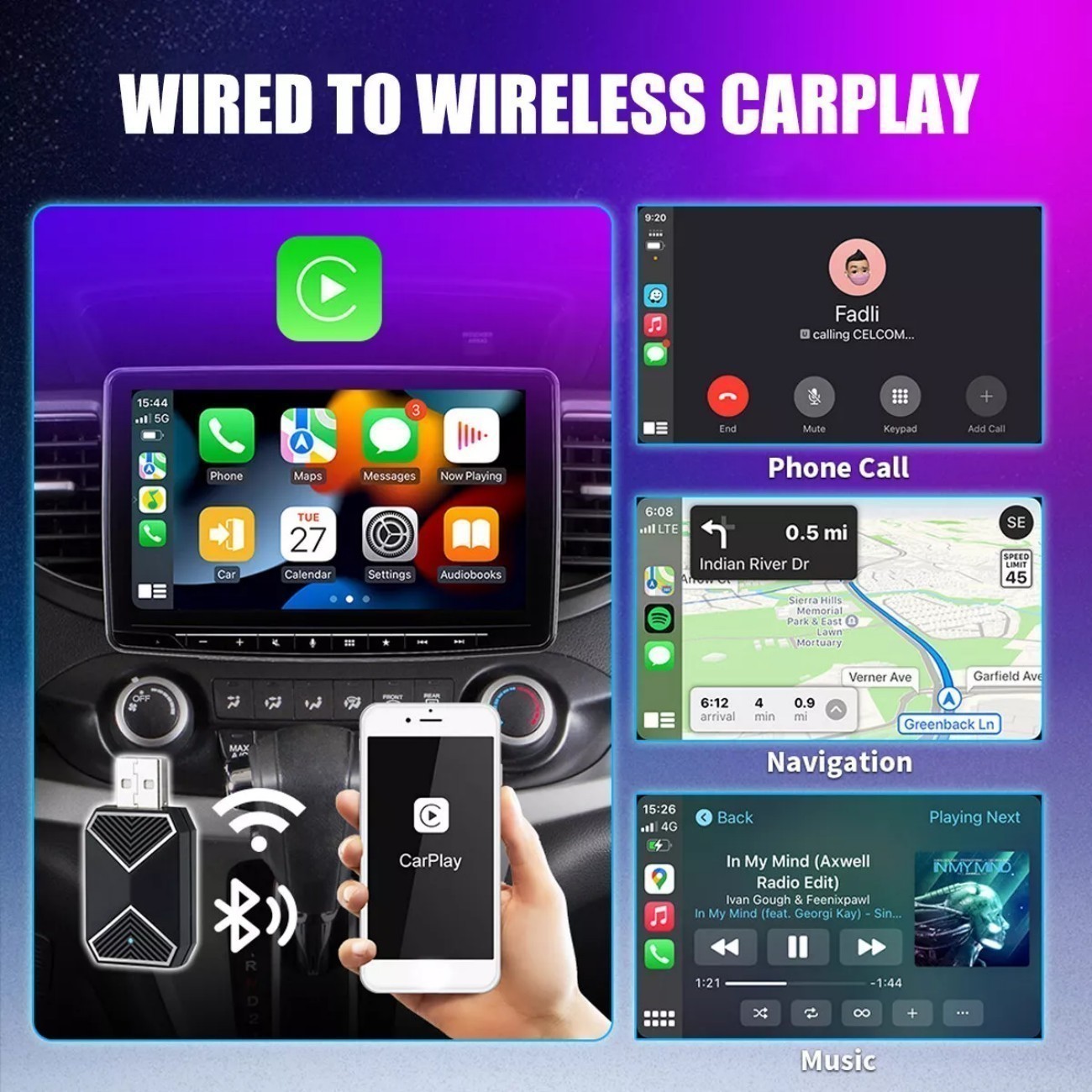 Wireless Carplay Android Auto Adapter 2 in 1 Mini Box Plug&Play Wireless Dongle1