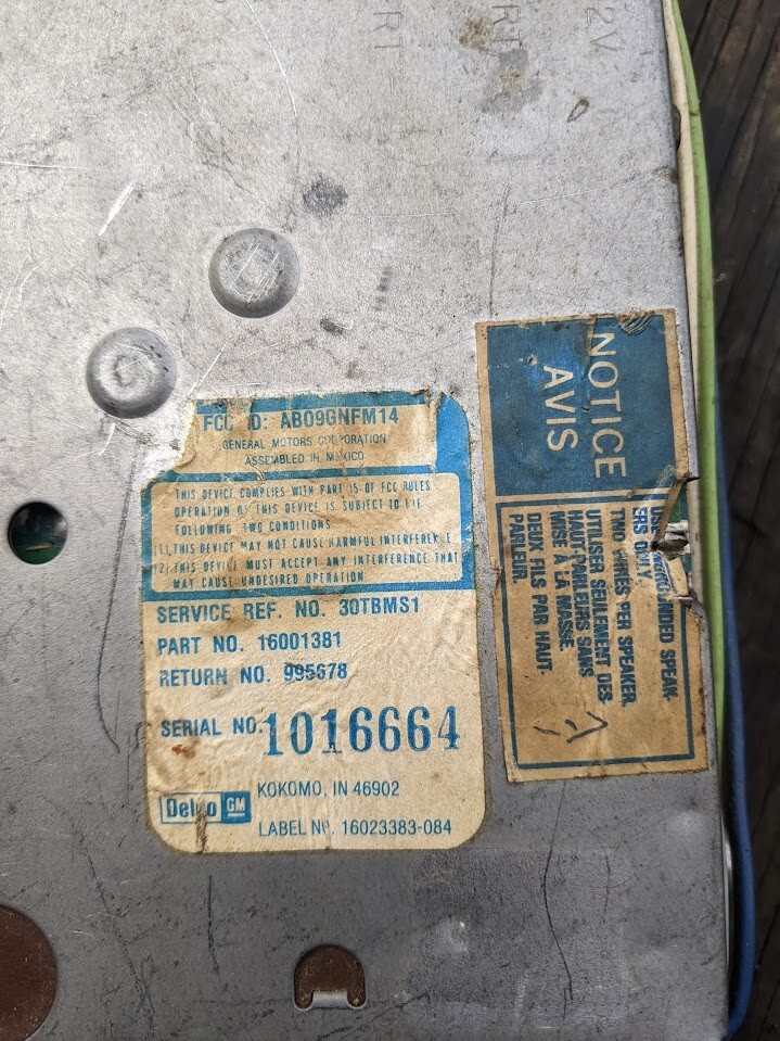 CHEVY GM AC DELCO 16001381 OEM FACTORY RADIO