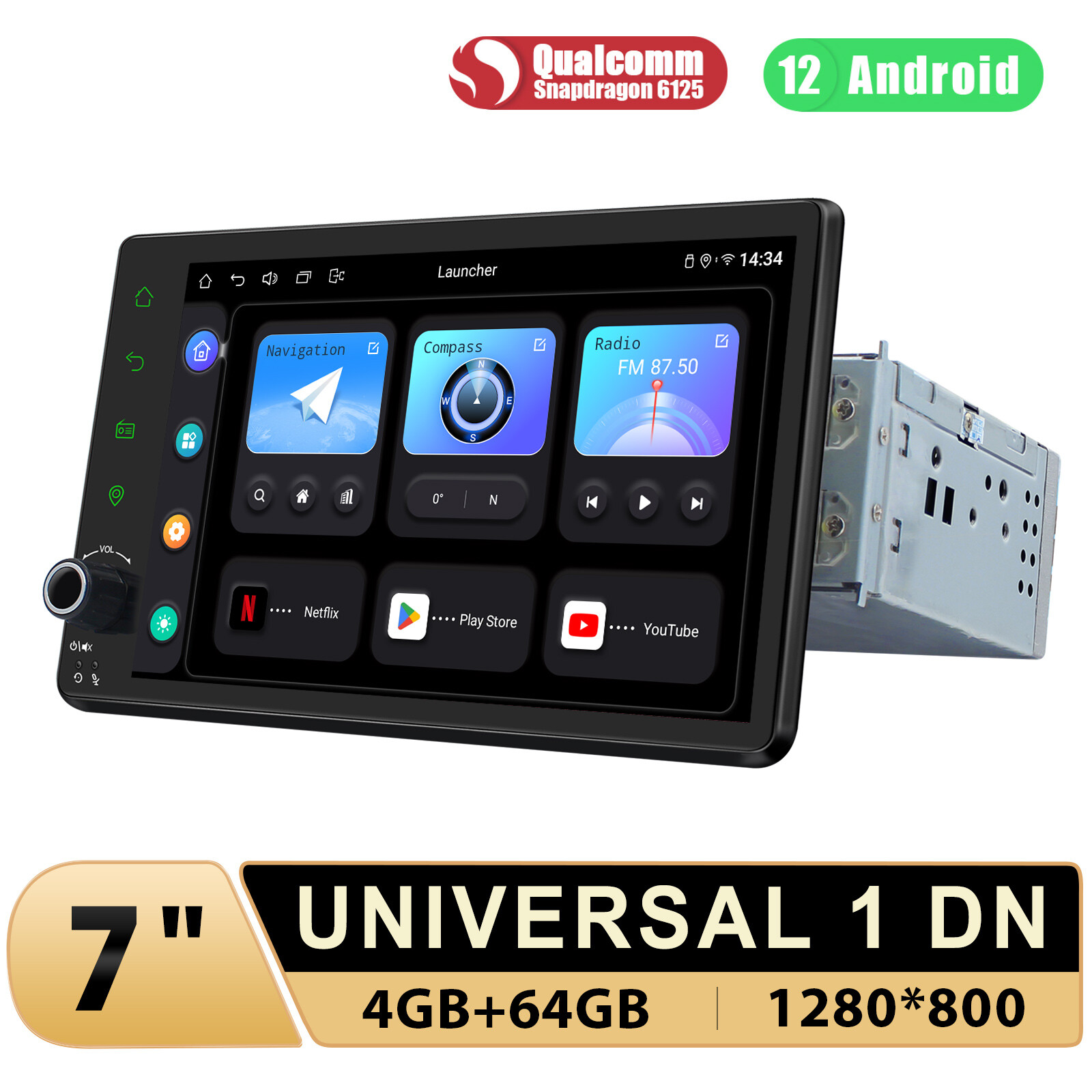 Android 12 JOYING CarPlay 1280*800P 7 inch Single Din Car Bluetooth Stereo Radio