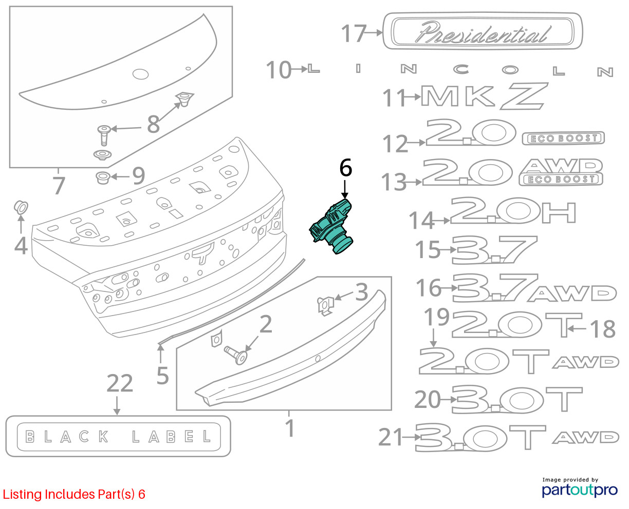 Camera/Projector Rear View Camera In Decklid Fits 17-20 MKZ 756165