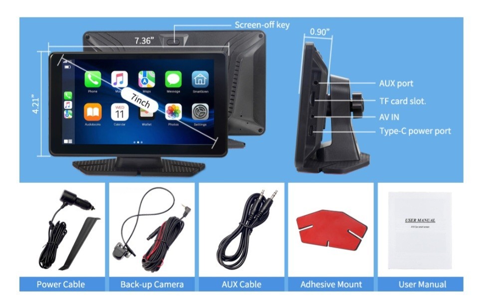 Wireless Apple CarPlay & Android Auto, 7-inch IPS Touchscreen Wireless A-pple Ca