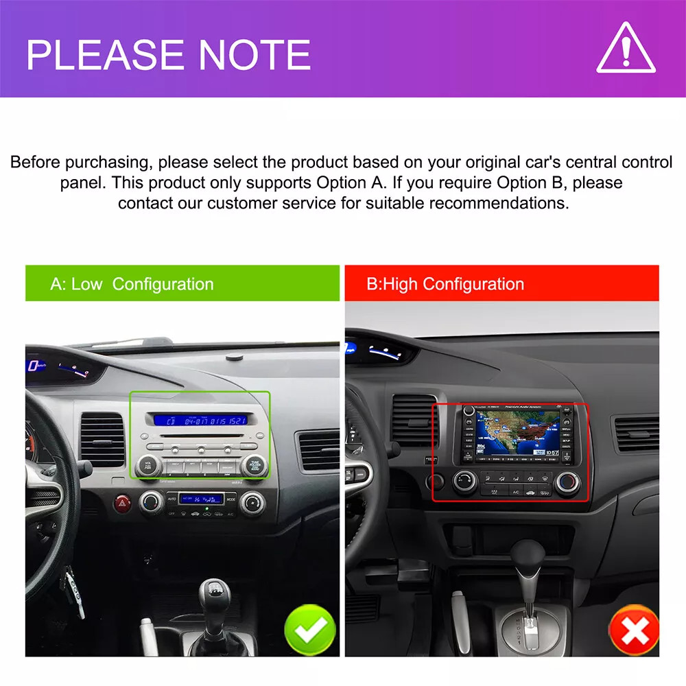 For Honda Civic 2006-2011 Apple CarPlay 10″ Android 13 Car Stereo GPS WiFi 4+64G