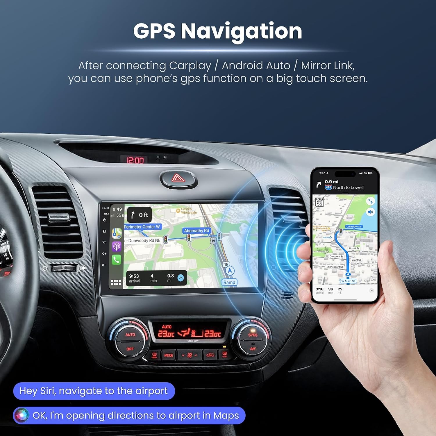 9in 4G+64G Car Stereo CarPlay GPS for 2013-2018 Kia K3 w/WiFi AHD FM/RDS SWC
