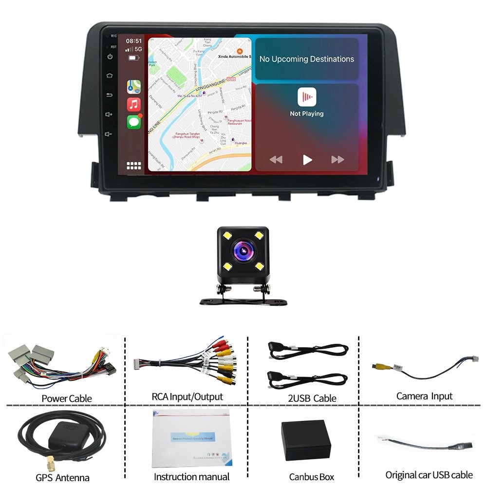 Carplay For Honda Civic 2016-2020 Android 15 Car Stereo Radio Gps WiFi FM/RDS BT