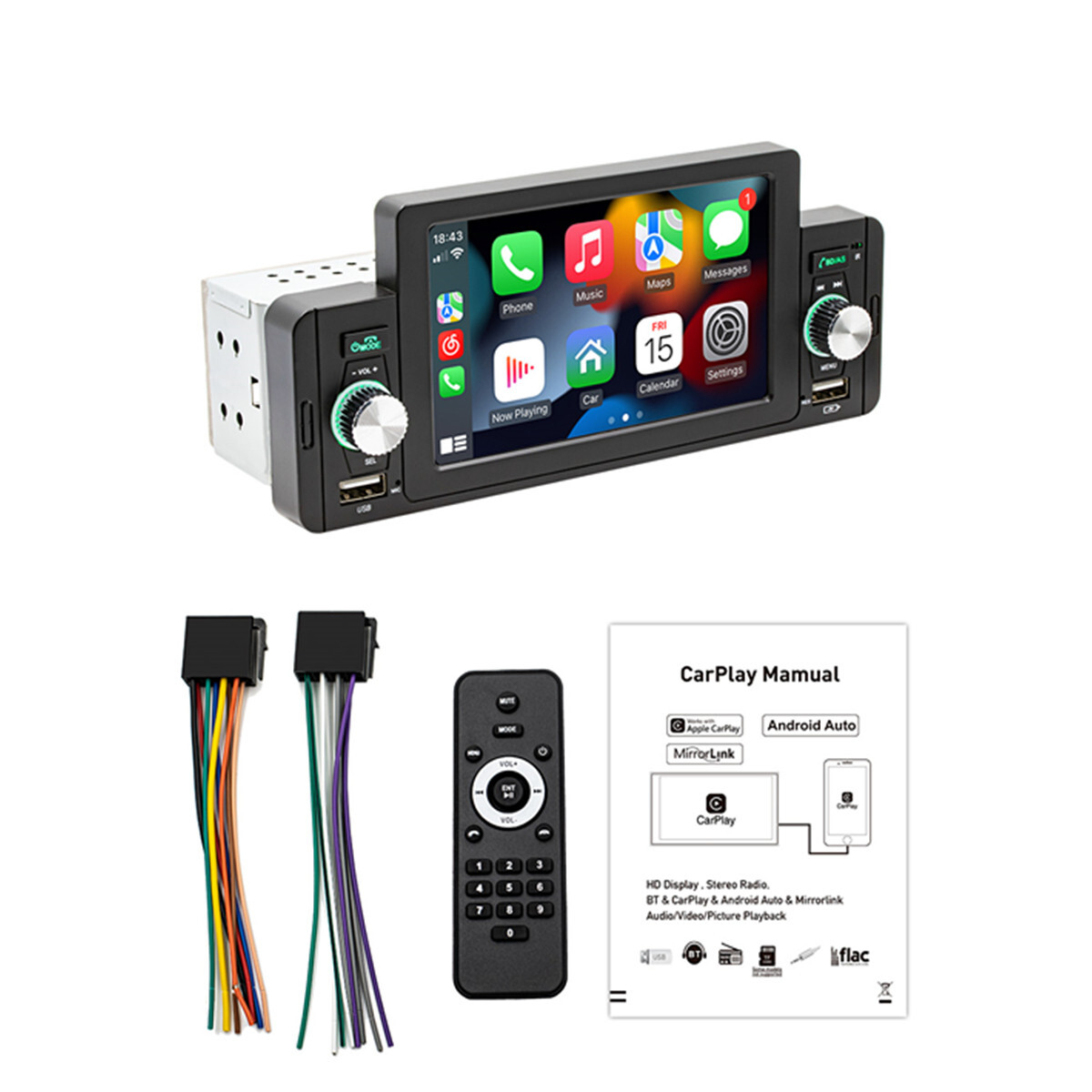 Stereo Car Radio Bluetooth 5in MP5 Carplay Player For Android Auto In Head Units