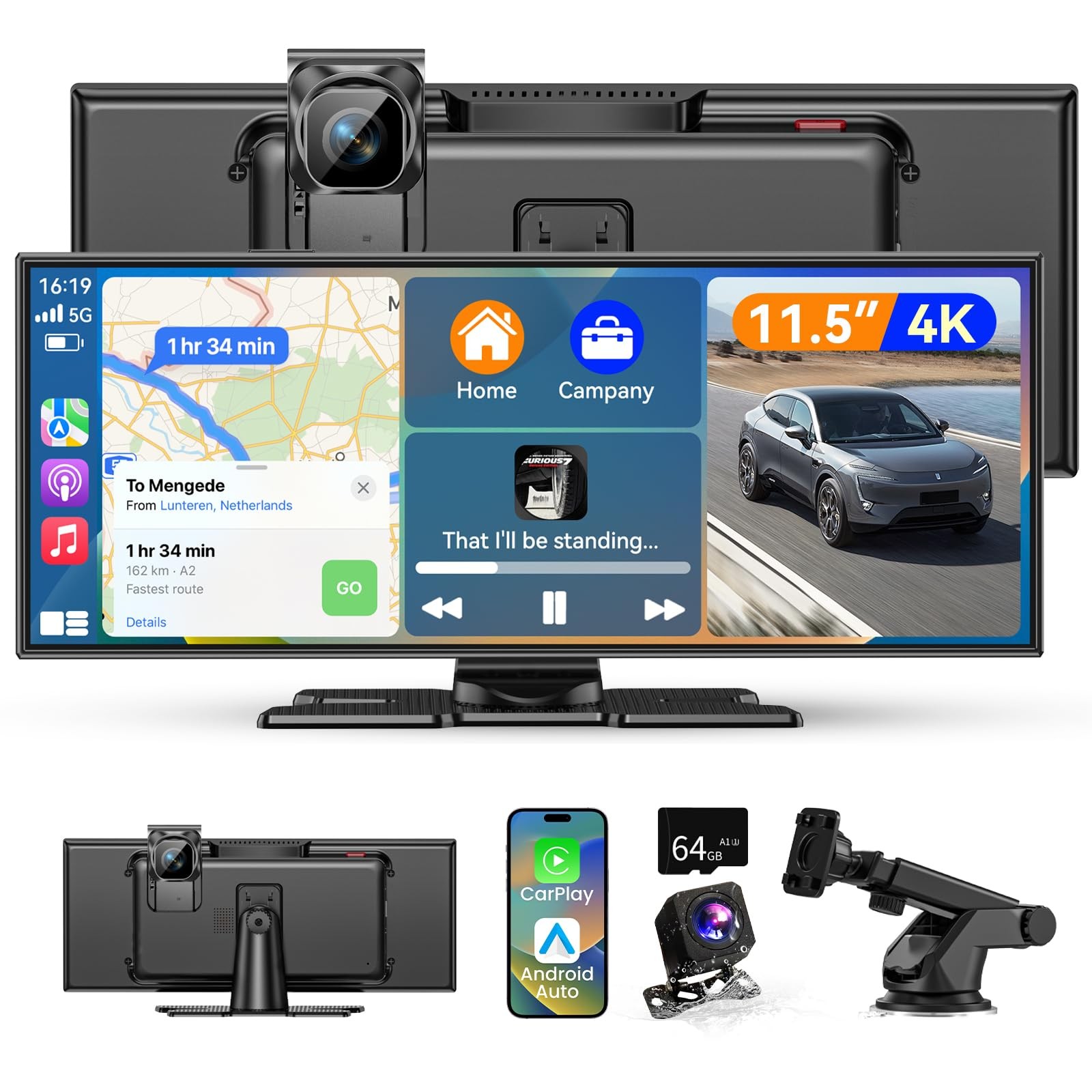 11.5 Inch Carplay Display Android Auto Display, Car Play IPS Touch Screen Cable…