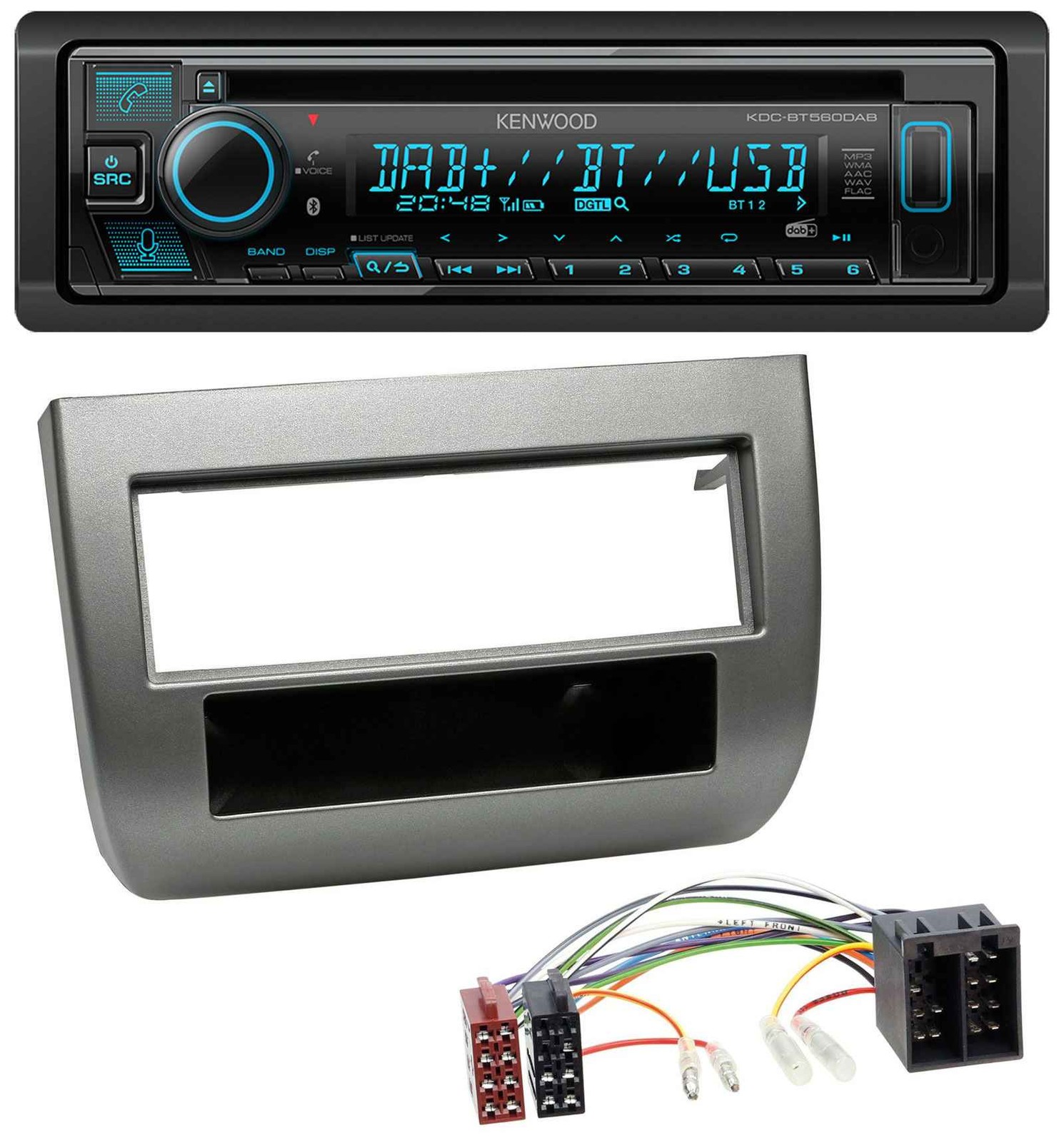 Kenwood Bluetooth DAB CD MP3 USB Car Stereo for Lancia Y (843 03-11) Charcoal