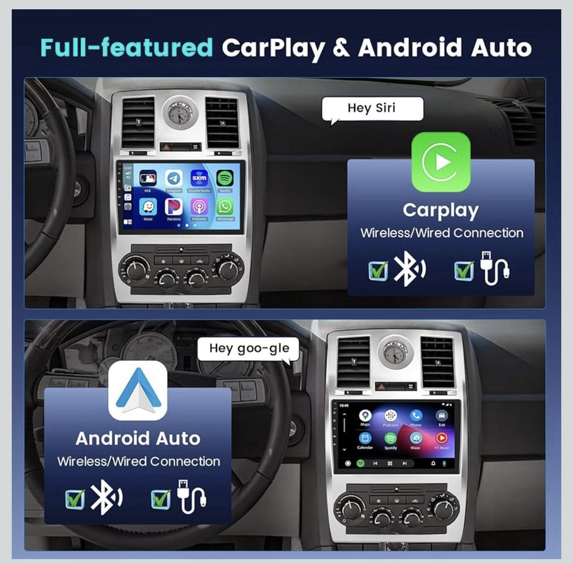 8Core 4 +64GB Android 13 Car Stereo Radio CarPlay GPS For Chrysler 300C 2004-10