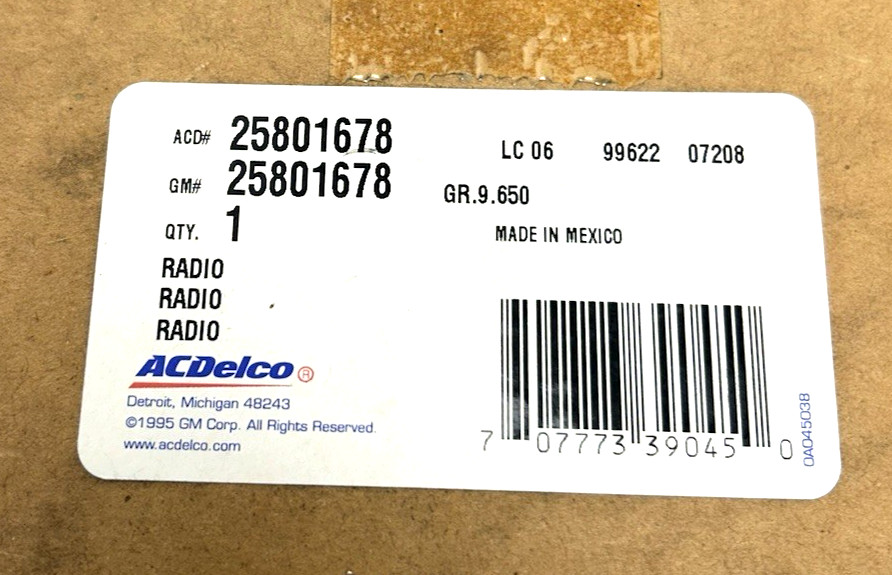 25801678 OEM ACDelco Navigation CD DVD Radio 2008-2011 Cadillac DTS SRX