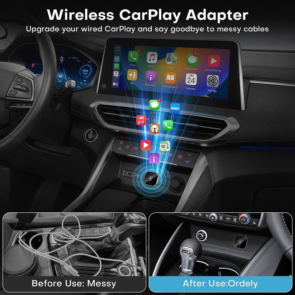 Wireless CarPlay Adapter for Apple iPhone Android Auto for Chevy Corvette 16-25