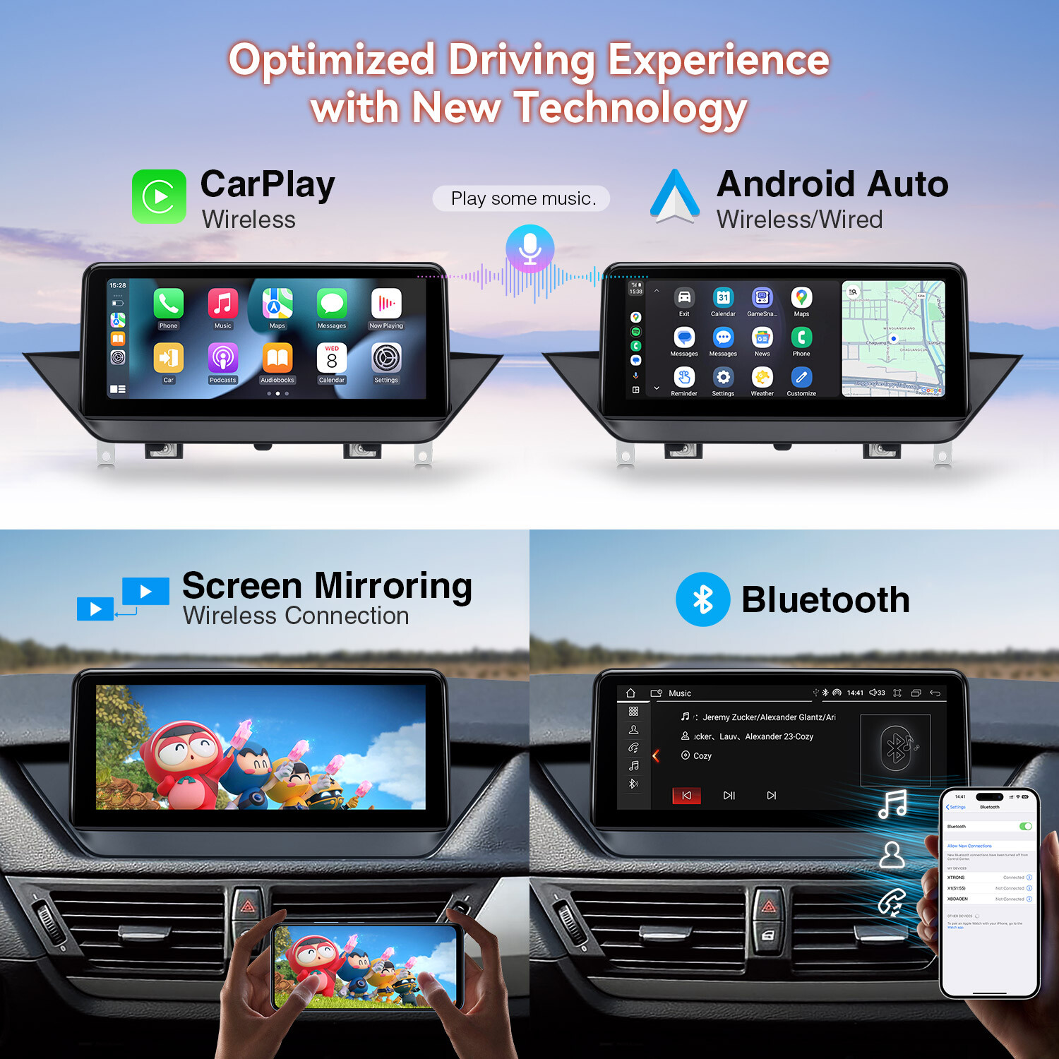 For BMW X1 E84 No Original Display Android 14 Car GPS Navi Stereo 8Core 4+64GB