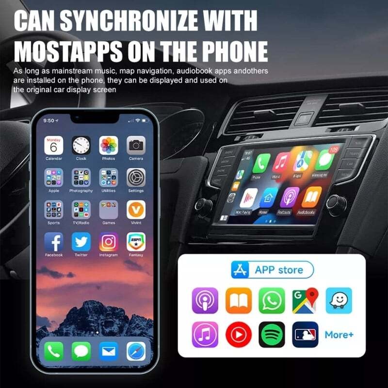 2-in-1 Wireless CarPlay Android Auto Adapter Plug Play USB for iPhone Android